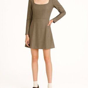 Zara Square Neck Plaid Mini Dress Size M Long Sleeve Structured Twee Modcore